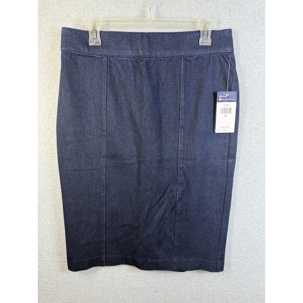 Chaps Skirt Womens Medium Blue Denim Pencil Knee Length Pull‎ On Stretch